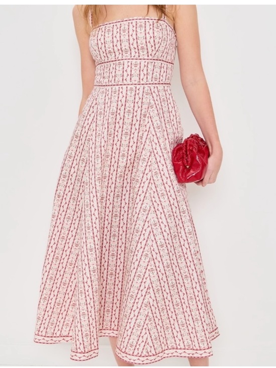 Hill House Dresses & Skirts - Hill House Strapless Pink & White Floral Midi Dress